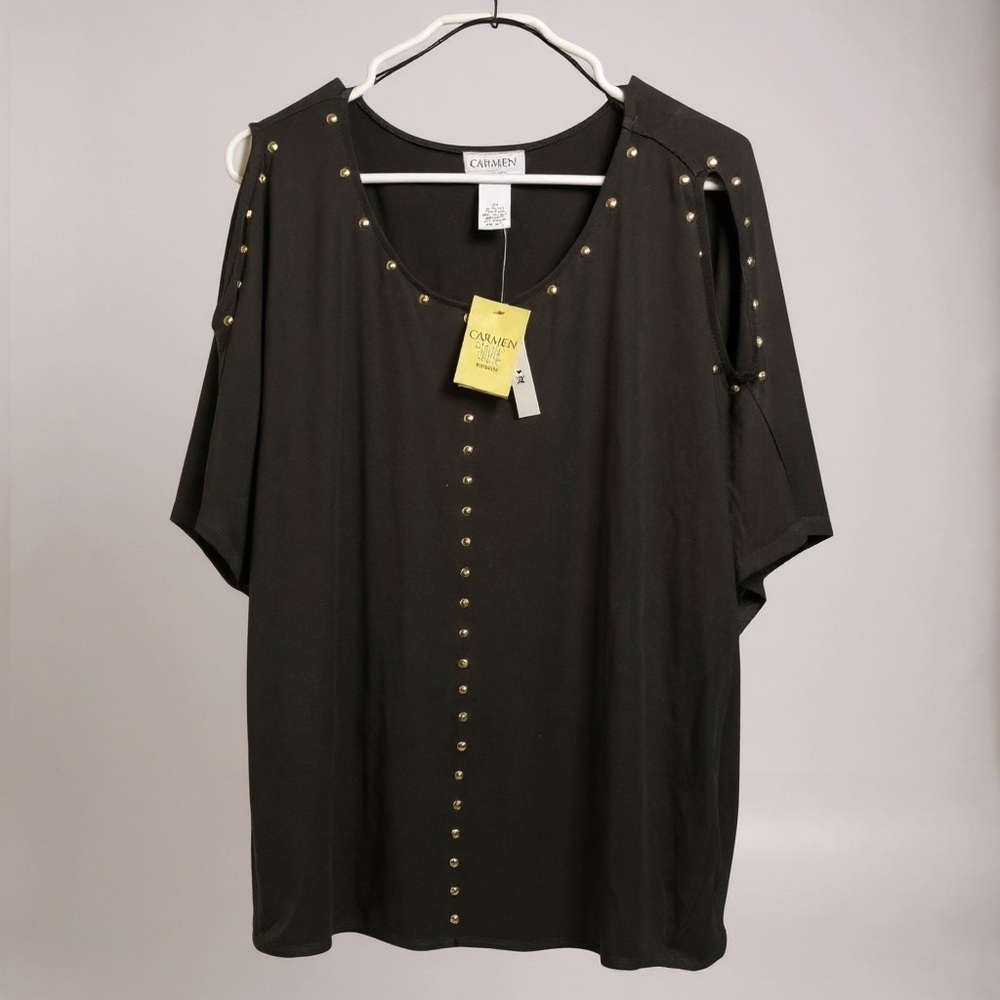 Carmen Black Top with Gold Studs